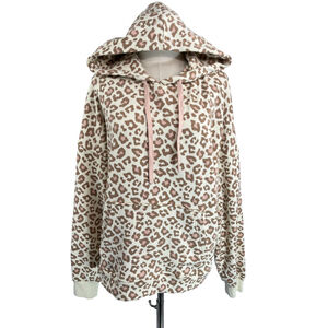 UGG Hoodie Leopard Animal Print Pullover Sweatshirt Pockets Womens Medium